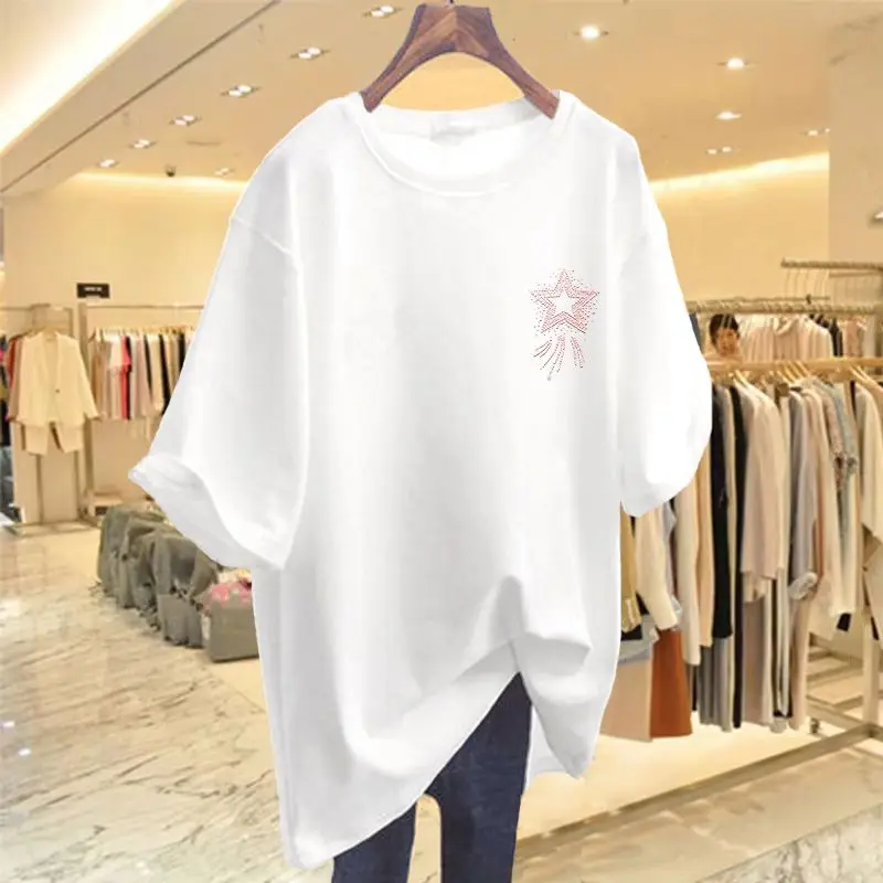 

Summer O-neck Pure Cotton Cartoon Printed T-shirt Women Loose Casual Pullover Short Sleeve Comfortable Basics M-6XL Top Tees