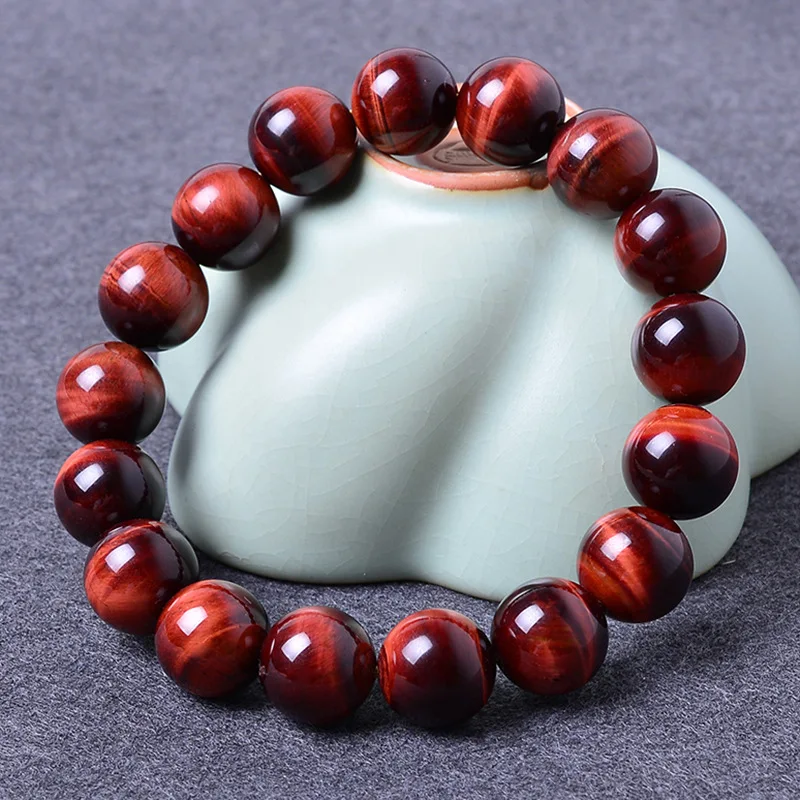 Factory Direct Sales Natural Red Tiger- Grade 6A Eye Effect Men's Single Circle Bracelet