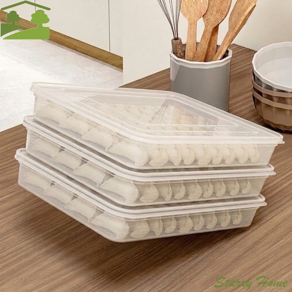 kitchen tools Transparent Dumpling Box Stackable portable Freezer Storage Box multi-functional with Lid Freezer Tray Home