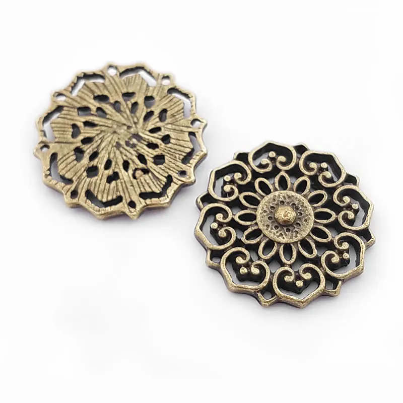 20PCS 20MM 31.5MM Antique Silver Color Zinc Alloy Big Decorative Flower Connect Charms Pendants Jewelry Findings Accessories