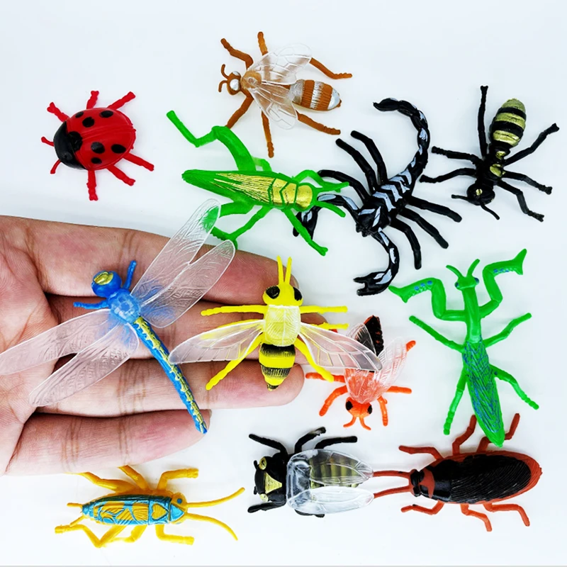 12Pcs Realistic Small Insect Models Simulation Insect Toys Interesting Early Learning Cognitive Toys For Children Birthday Gift