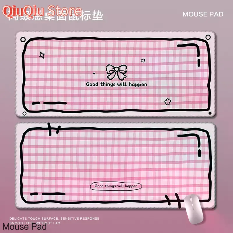 Hand-painted Lattice Large Mouse Pad Office Student Dormitory Universal Desktop Non-slip Thickened Mat Rubber Base Featherlight