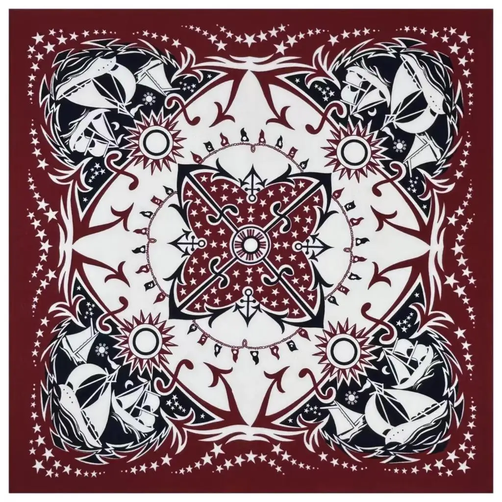 Hoge Kwaliteit Nieuw Ontwerp Hiphop Rood Anker Katoen Vierkante Sjaal Matroos Bandana Sjaal Ankerprint Hoofdband Paisley Geschenken Unisex