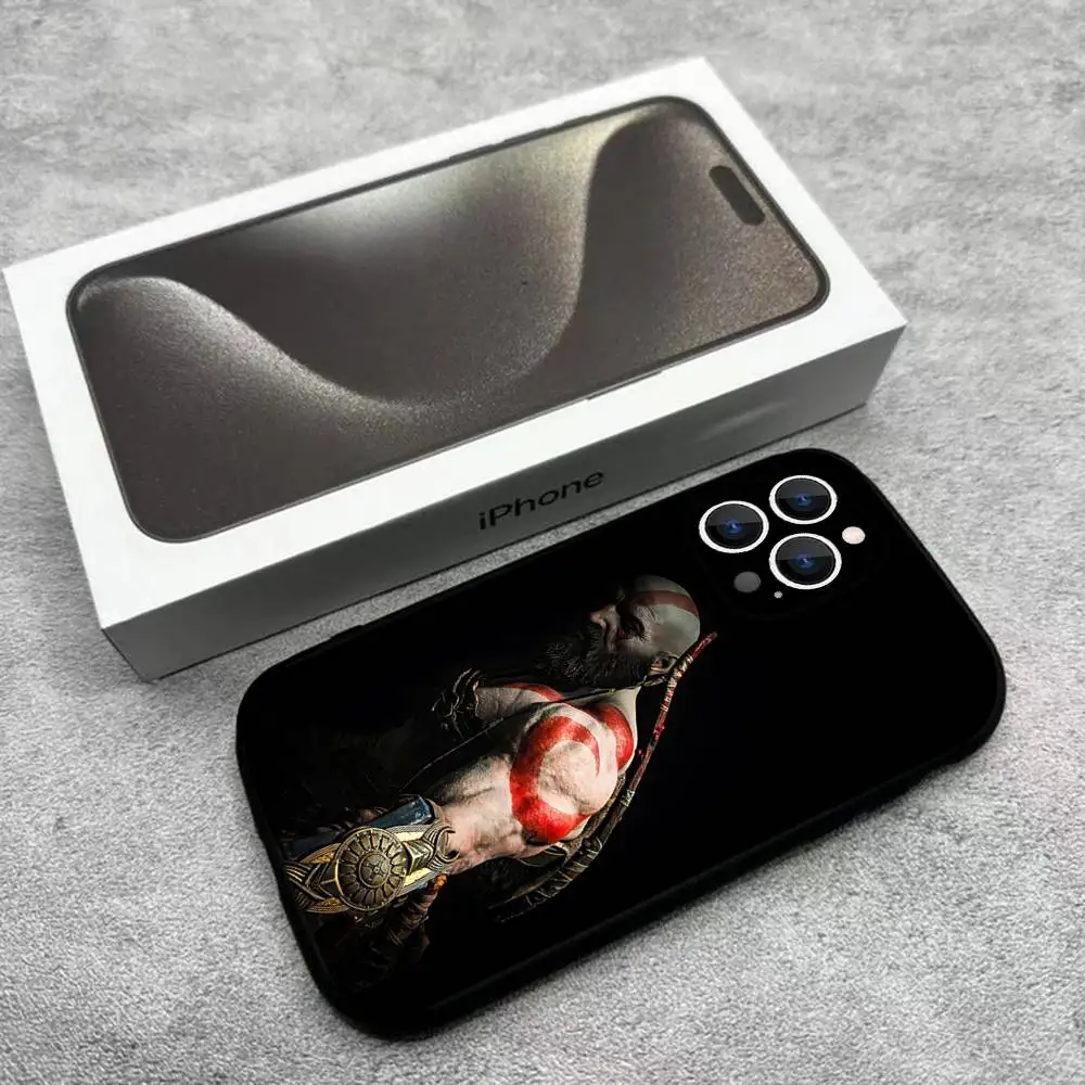 حافظة هاتف G-God of W-War Kratos لهاتف iPhone 17,16,15,14,13,12,Pro,Max,Plus,E,SE4,Air,Mini Black Soft Box #5