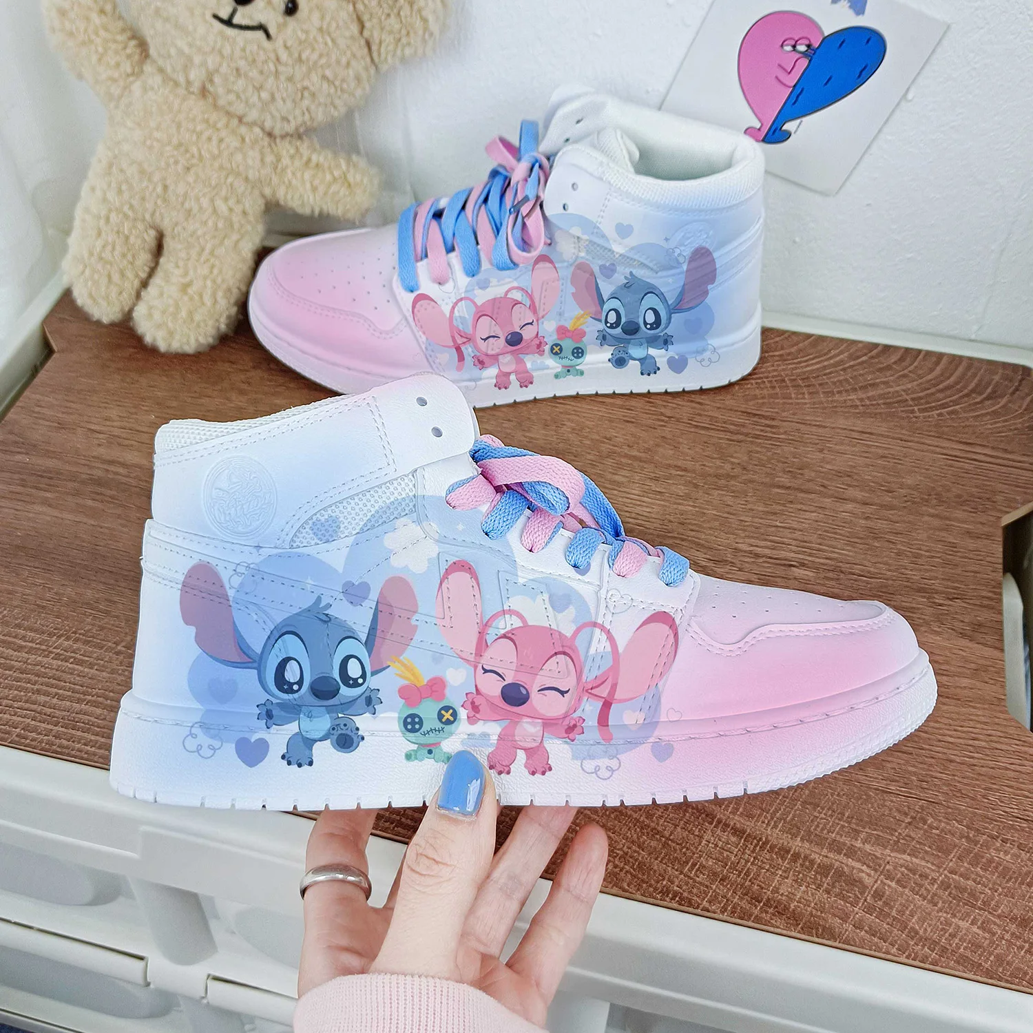 New Disney cartoon women princess Stitch cute Casual shoes non-slip soft bottom sports shoes for girl gift