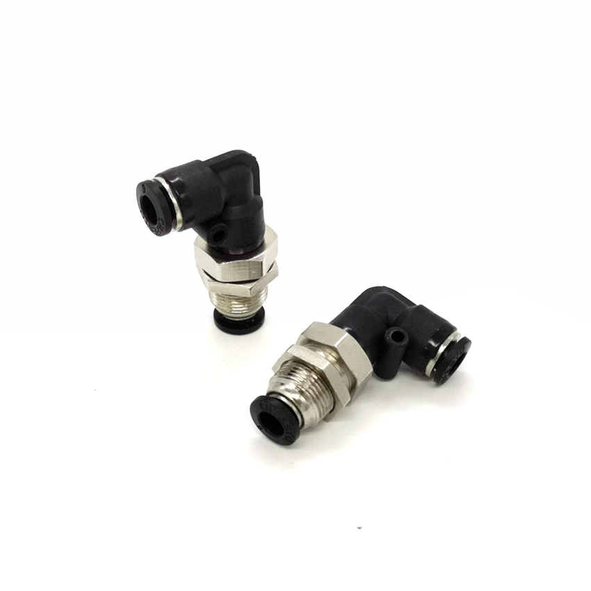 1pcs Bulkhead  Elbow Pneumatic  fitting 6mm 90 degree Pneumatic connector L Elbow bulkhead fitiing PLM-6