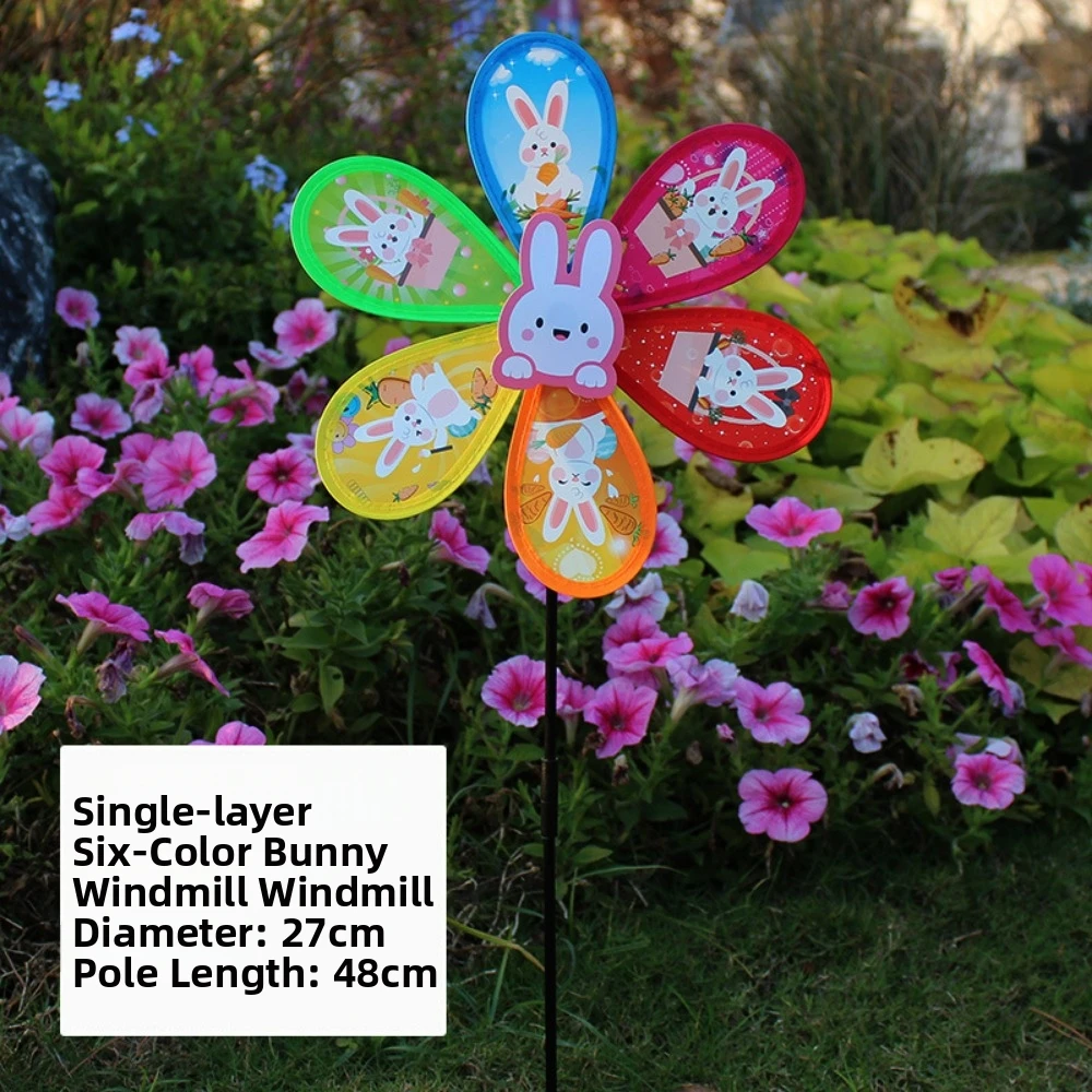Multistyles Sparkly Insect Windmill Cartoon Single/Double Layered Rotating Wind Spinner PVC Colorful Pinwheel Windmill
