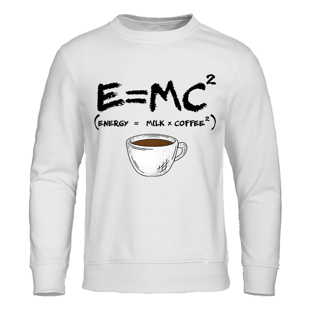 The Collision Between Physical Formulas And Coffee Hoody Man Fashion Fleece Clothes Fleece Sweatshirt Casual O-Neck Men Hoodie