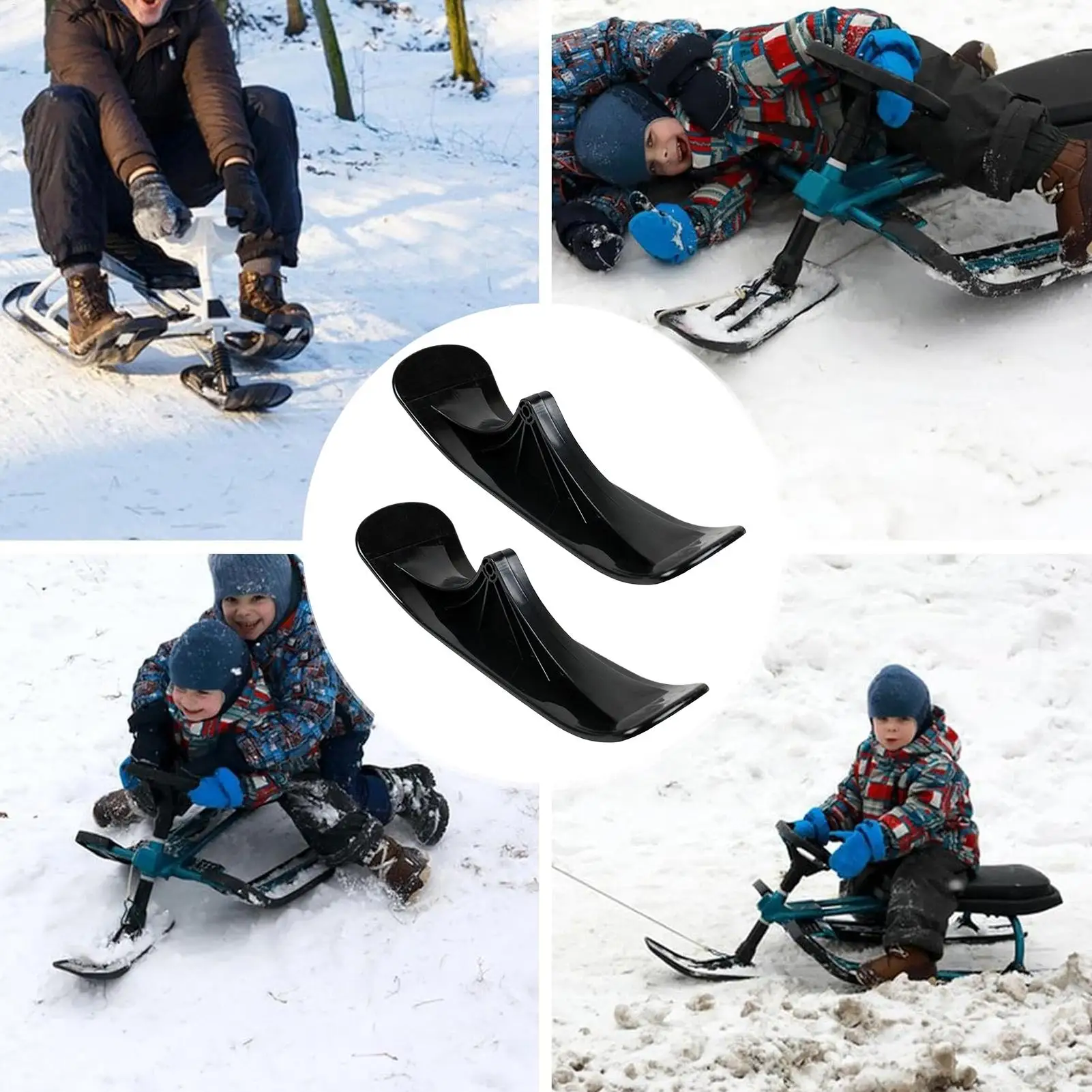 Sled Conversion Kit 1 Pair Winter Sports Sledge Snow Sled Ski Scooter Conversion Kit for Sand Grass Uneven Gravel Roads Park