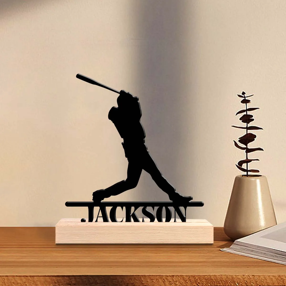 1pc Desktop Metal Ornaments Custom Content Equipped with A Wooden Base New Home Gift for Friends,Decorative Ornaments
