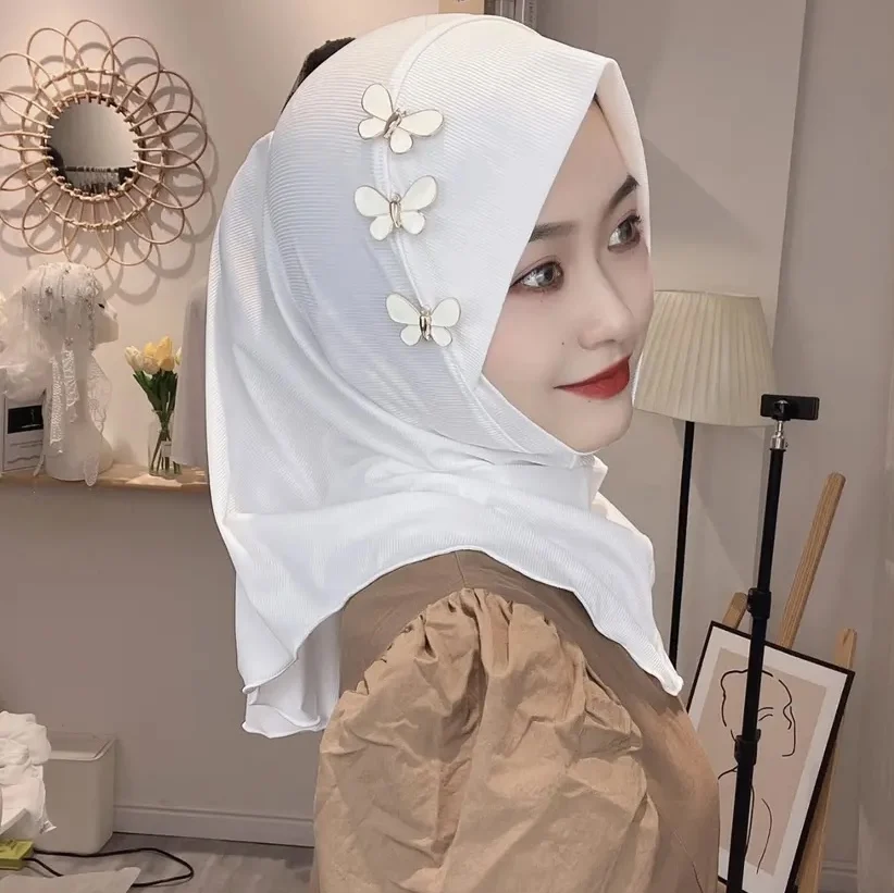 Plain Cheap Moslem School Girls Instant Shawls Ready To Wear Viscose Hijabs