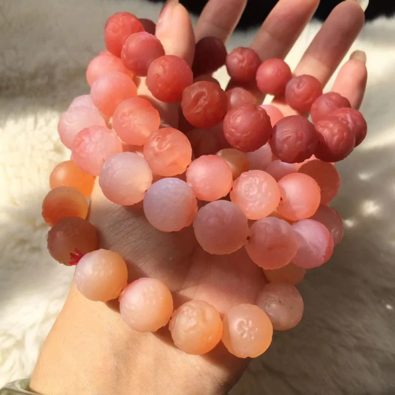 Jinfeng Jewelry Line Natural Peach Yanyuan Agate Bracelet Gradient Carving Single Ring Bracelet