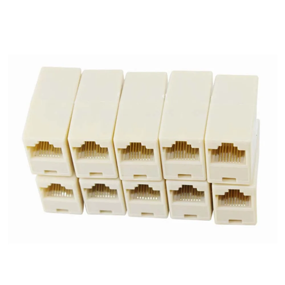 Outlet RJ45 Connector Cable adapter Network Cable Connectors RJ45 Extender Plug Dual Straight Head Cable Joiner Coupler