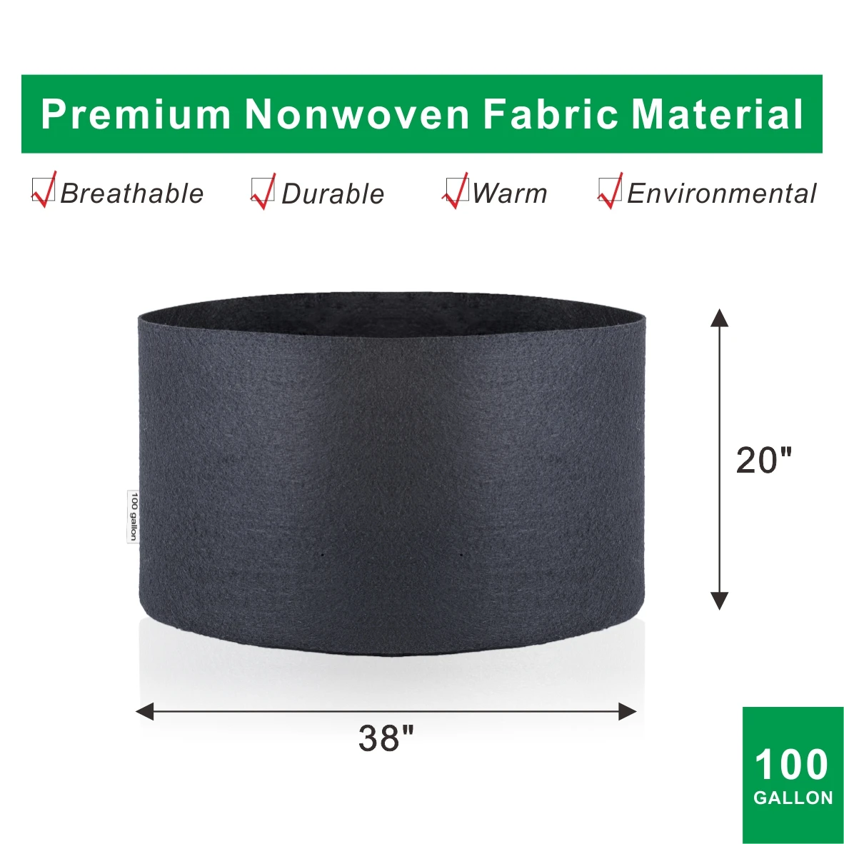 6 Pack 100 Gallon Grow Bags Black Non-woven Grow Bag Planting Fabric Grow Pots For Hydroponic Indoor Growing