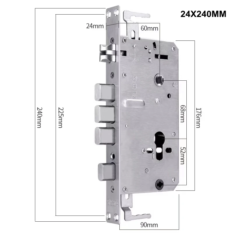 6068 304 Stainless Steel Security Door Lock Body With Hook Internal Gear Structure Anti Stuck for Smart Fingerprint Lock gallery 5