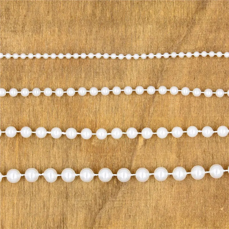 2-10Meters Crafts Faux Pearl Beads Pearl String Bead Roll Pearl Garland for DIY Wedding Party Christmas Tree Decor 4/6/8/10MM