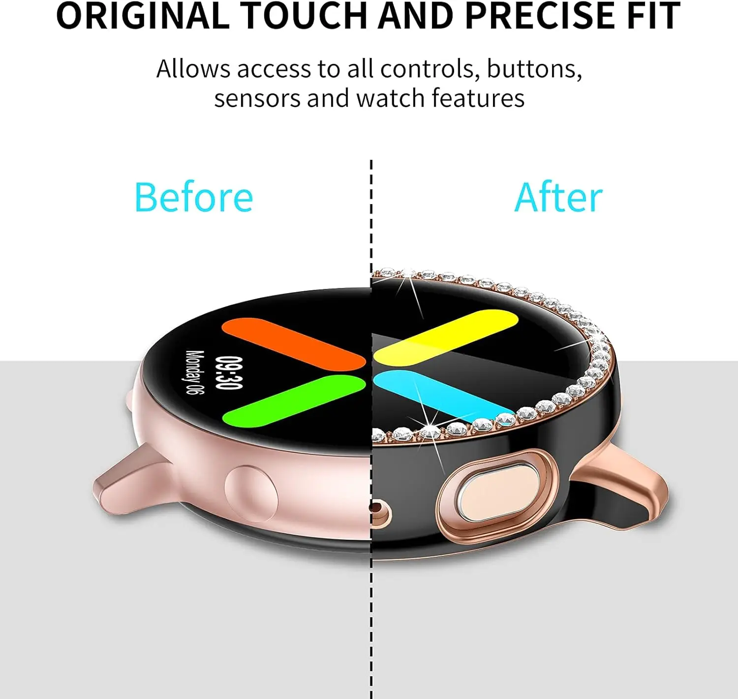 Diamonds Case for Samsung Galaxy Watch Active 2 40mm 44mm Bumper Anti-scratch Protector HD Full Coverage Screen Protection Case.