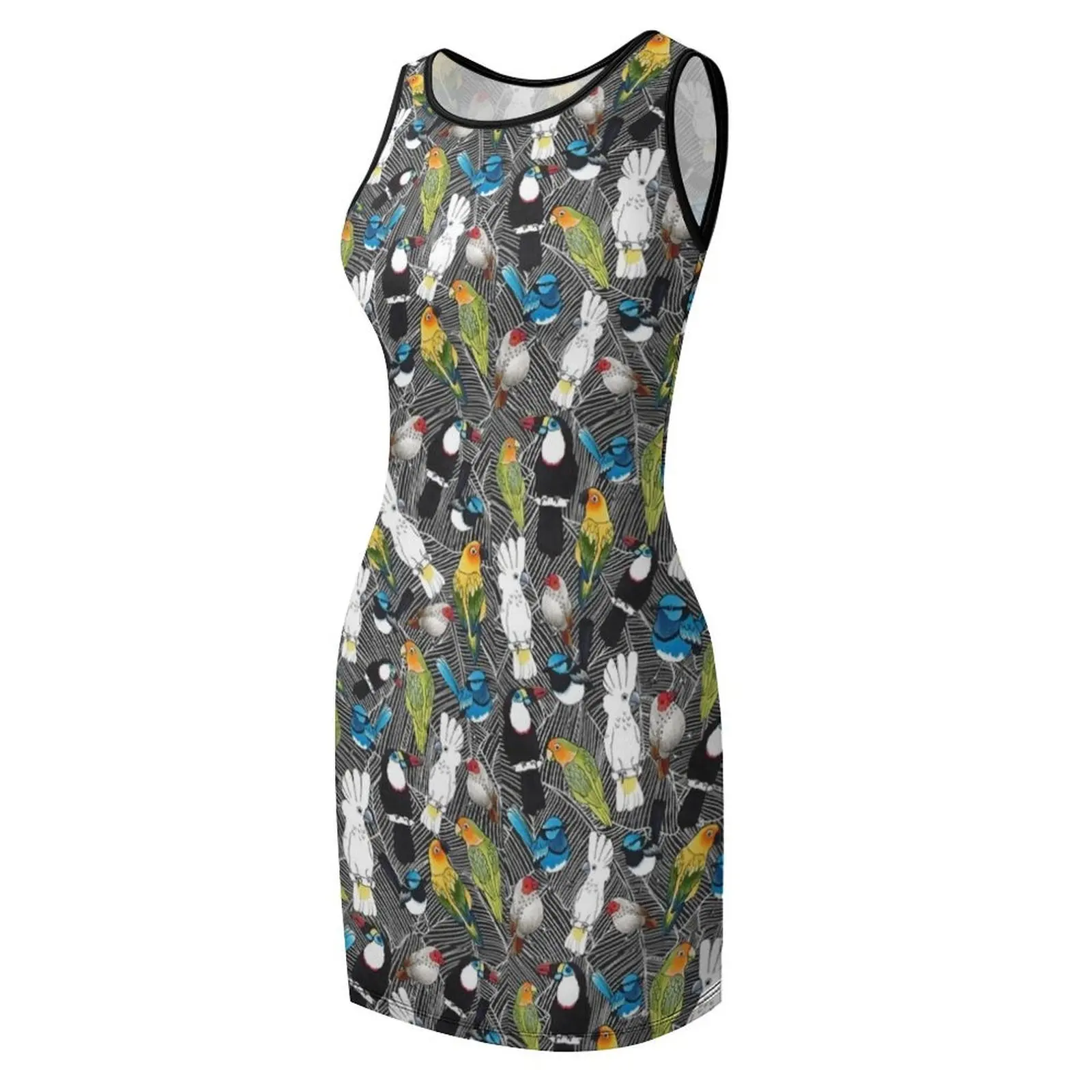طيور الجنة فستان الشمس بلا أكمام فساتين فاخرة ملابس نسائية فستان نسائي #4