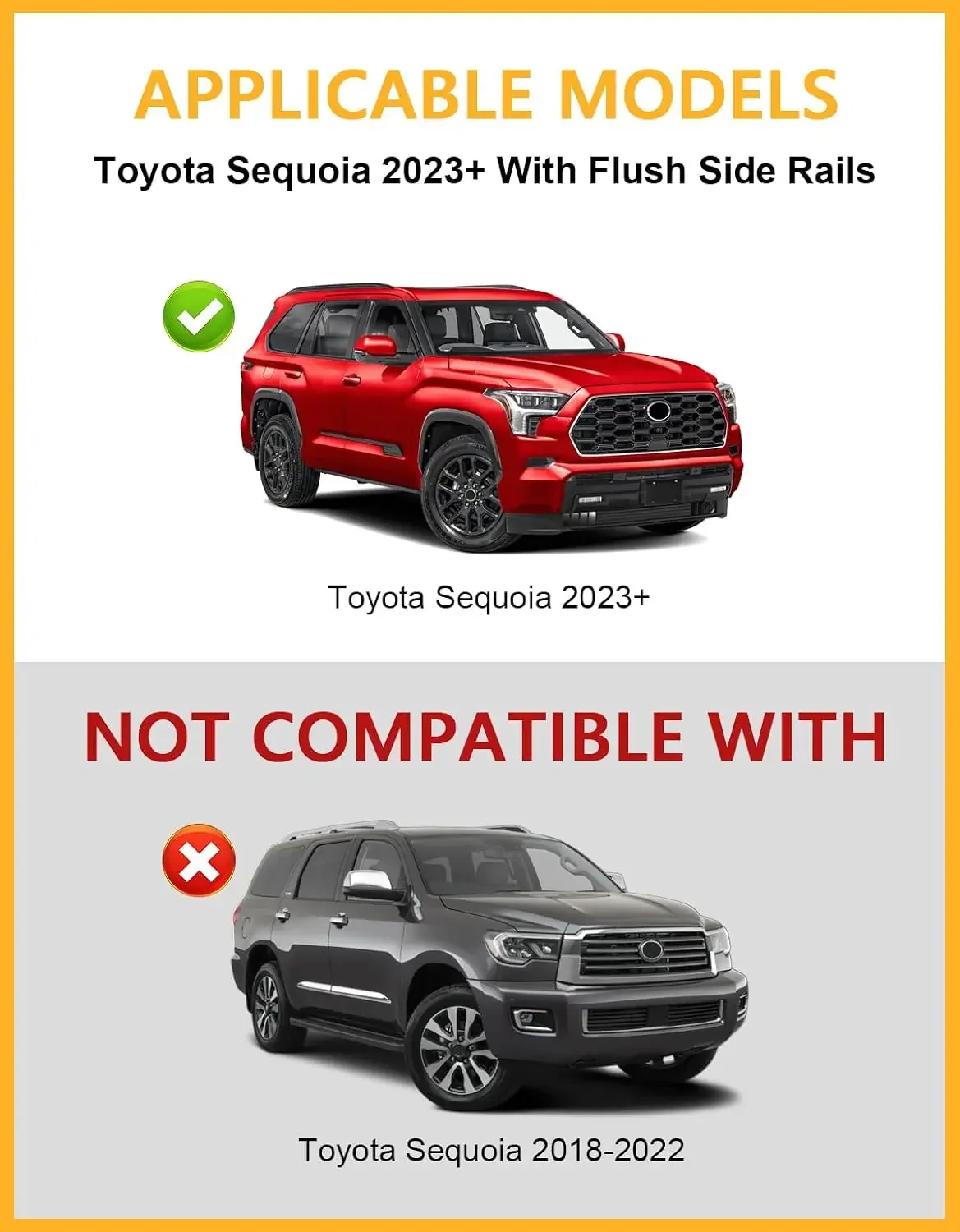 260lbs Lockable Roof Rack Cross Bars for Toyota Sequoia 2023-2026 | with Flush Rails，Aluminum Roof Rails Crossbars Cargo Bars Ca