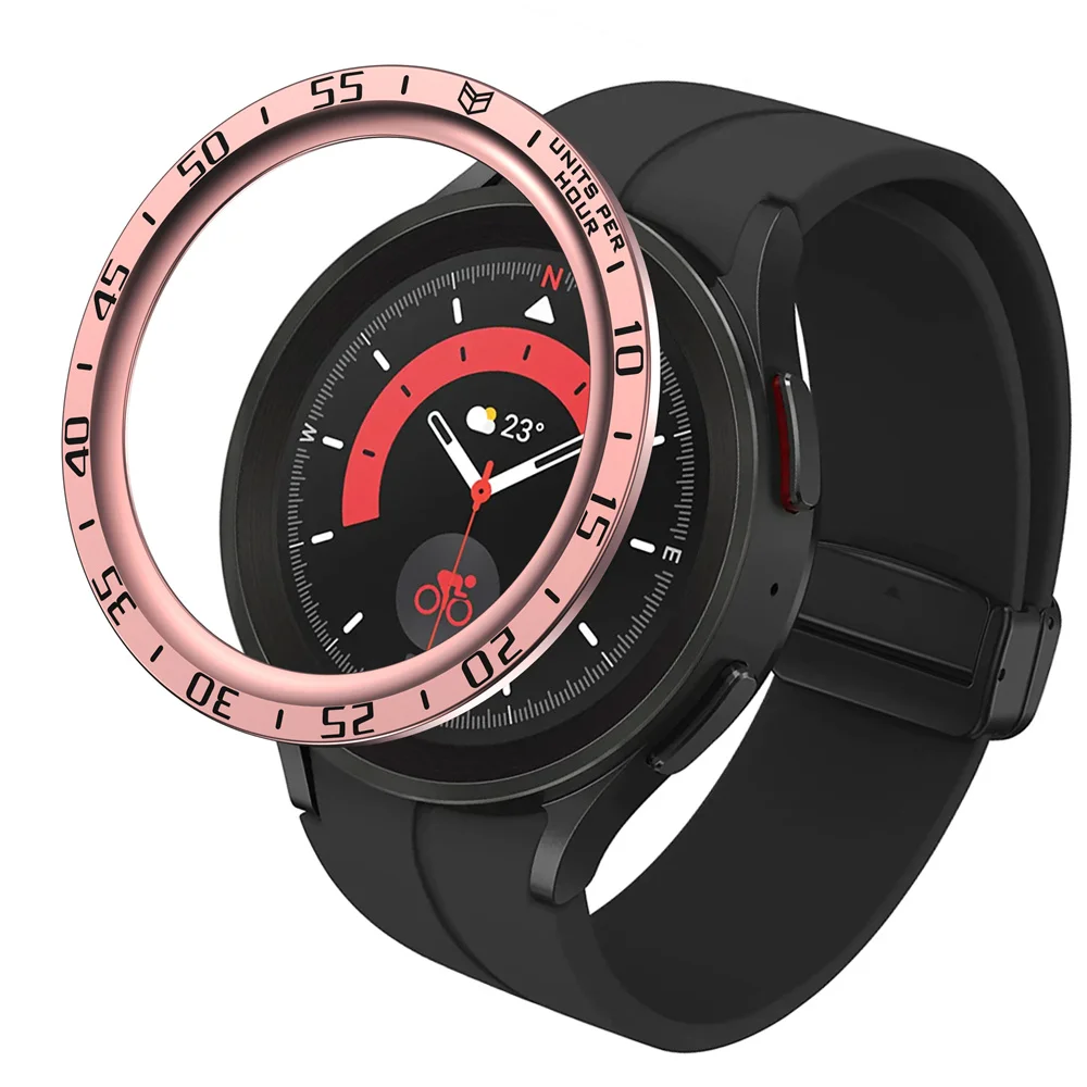 Behua metal moldura anel estilo caso para samsung galaxy assista 5 pro 40mm/44mm smartwatch capa esporte adesivo caso pára anel