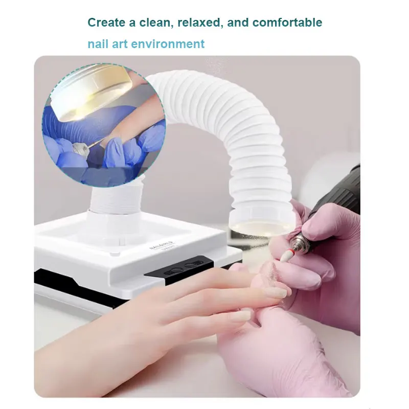

60W Double Use Nail Dust Collector Retractable Elbow Design Nail Dust Extractor Fan Nail Vacuum Cleaner With Tube