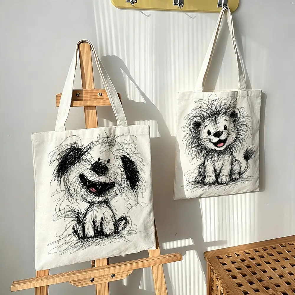Pencil Animals Storage Bags Canvas bags are suitable for going to class, shopping, gifts, and commuting