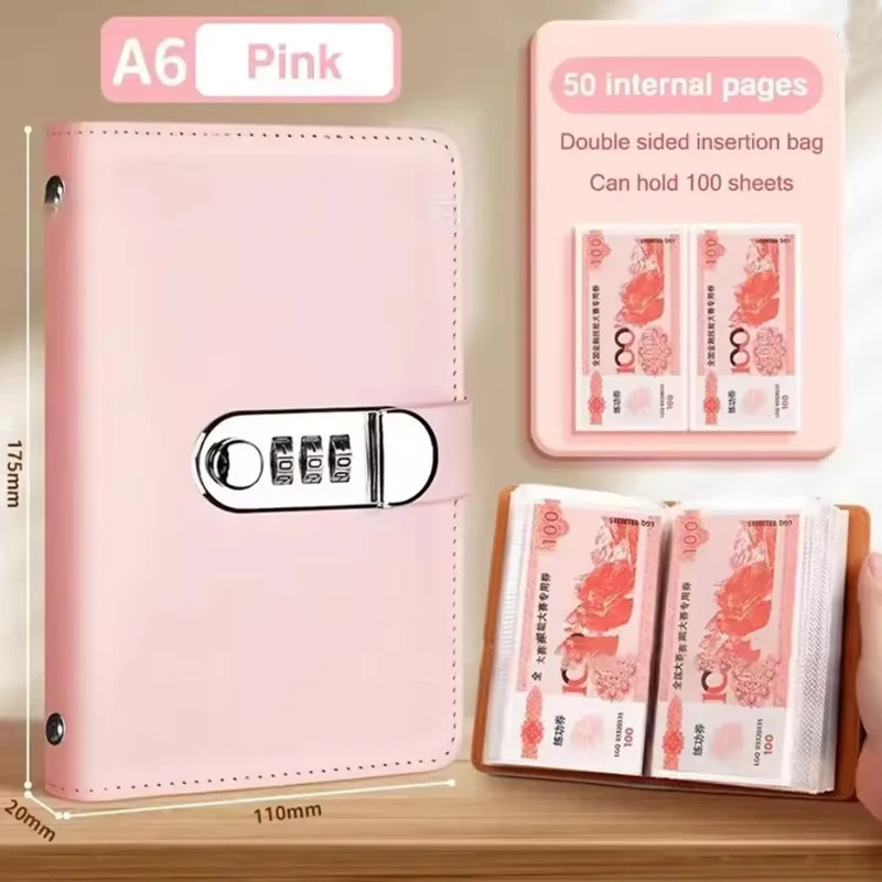 Large Capacity Money Wallet Password Lock Cash Saving Book Family Financial Management Kid's Coin Saving Memorial Note Storage