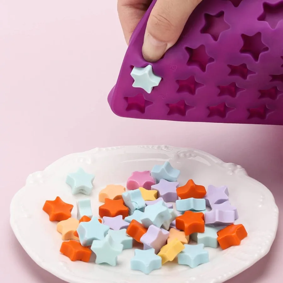 112 Cavity Mini Star Silicone Molds Fun Shaped Chocolate Molds for Hade Dog Training Treats Gummies Candy Chocolate Chips Biscu