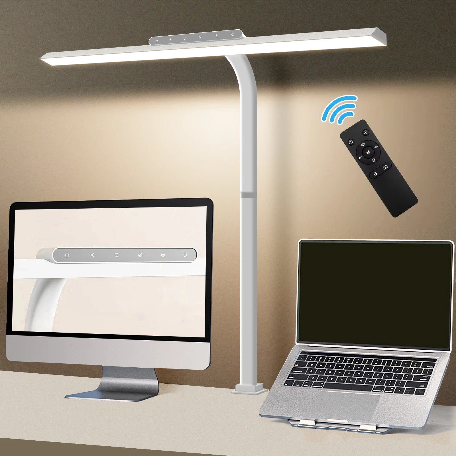 LOOPITYS 24W LED Desk Lamp Touch Control Dimmable Adjustable Color Temperature 60cm/80cm Base Clamp Table Lamp - Image 2