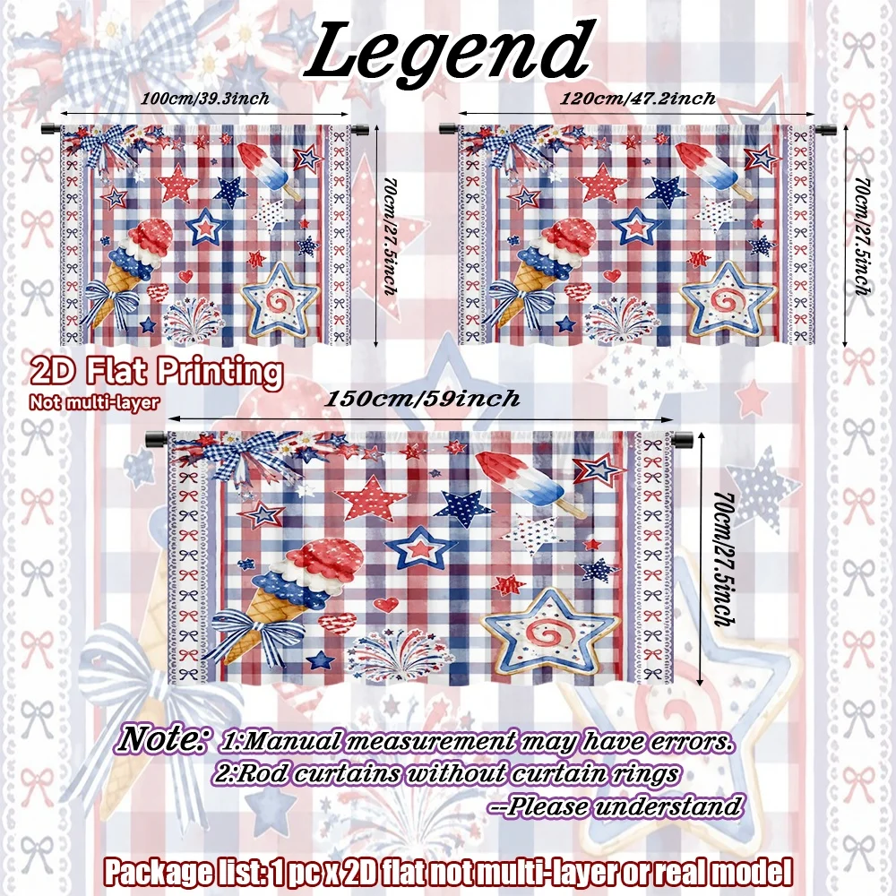 2D flat 1pc French romantic style Fourth of July Celebration Elements Digital printing modern minimalist window treatments in a