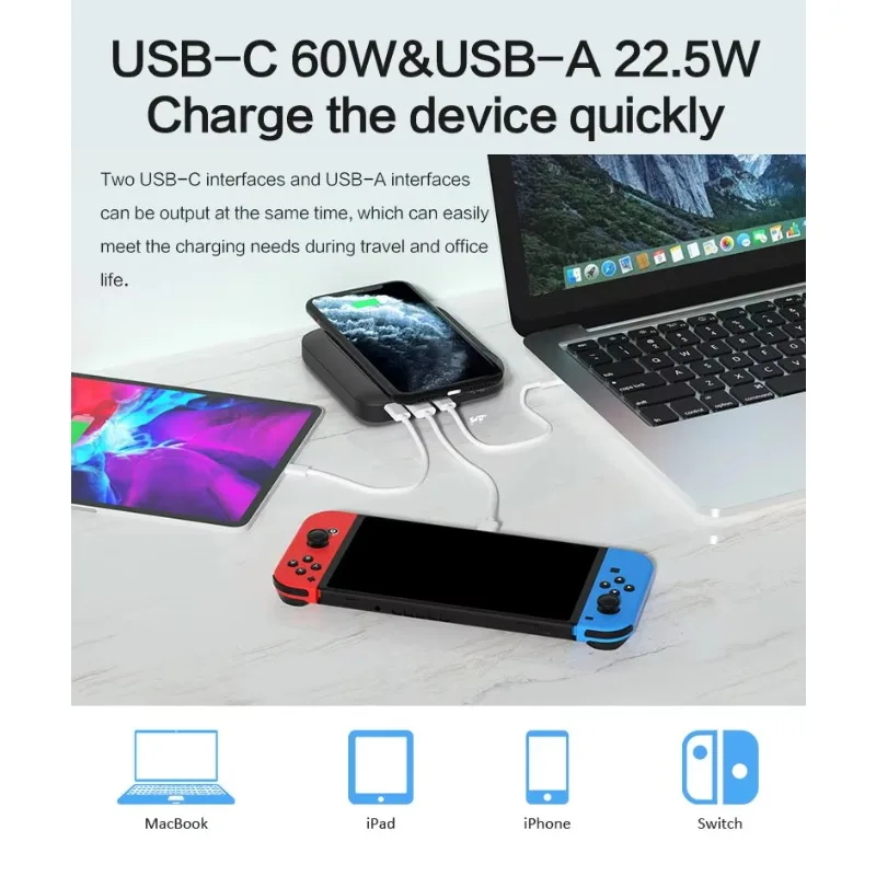 

unique 24000mAh 12V Large Capacity Fast Charging QC3.0 PD Wireless Power Bank DC 12V 24V for Laptop Mobile Solar Power Pack