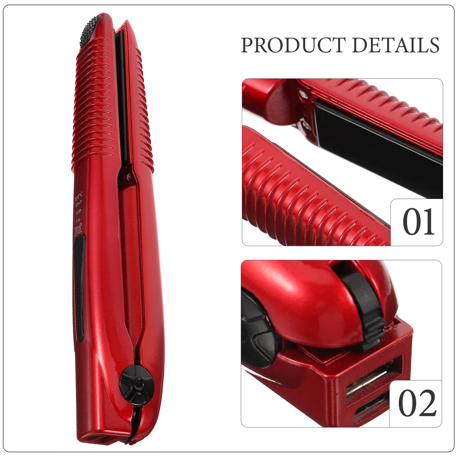 

Портативный беспроводной USB-выпрямитель для волос с функцией завивки, легкий и компактный, для путешествий