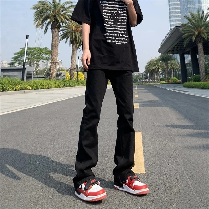 

American Vibe Soft Straight Leg Men's Jeans High Street Trendy Spring Autumn Slimming Stretch Micro Flared Pants