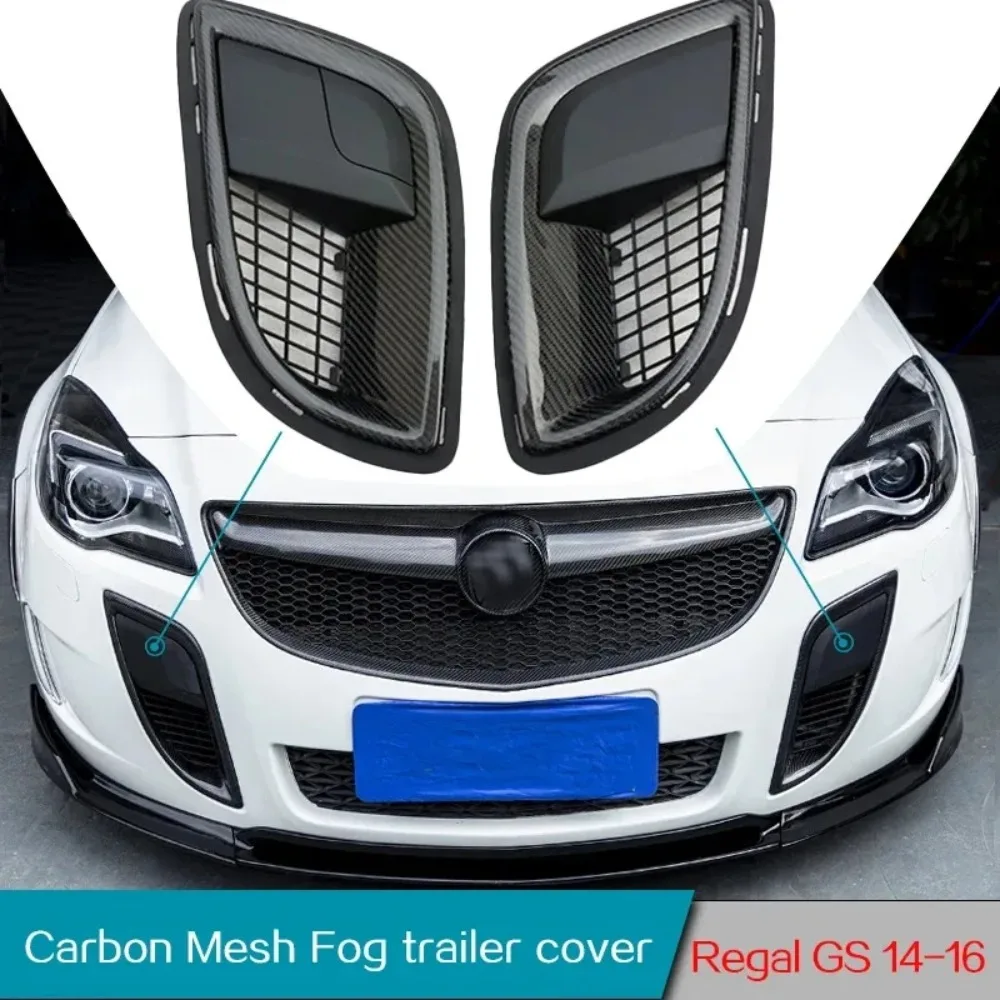 Carbon Fiber Fog Light Grills Honeycomb Mesh Fog Trailer Cover Car Front Bumper Light Grills for  Regal GS 14-16 Opel Badge OPC