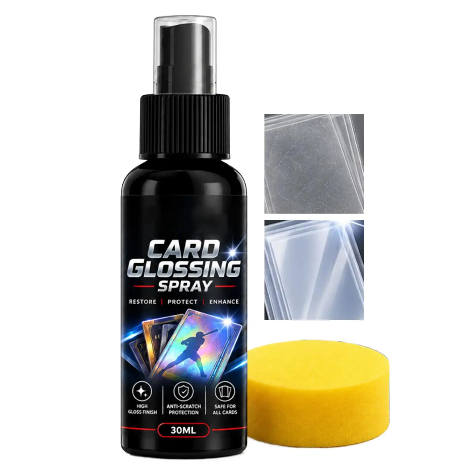 Sports Card Cleaner 30ml Polishing Cleansing Maintenance Spray Game Card Brightening Mist for Kids Teens Adults Collectors