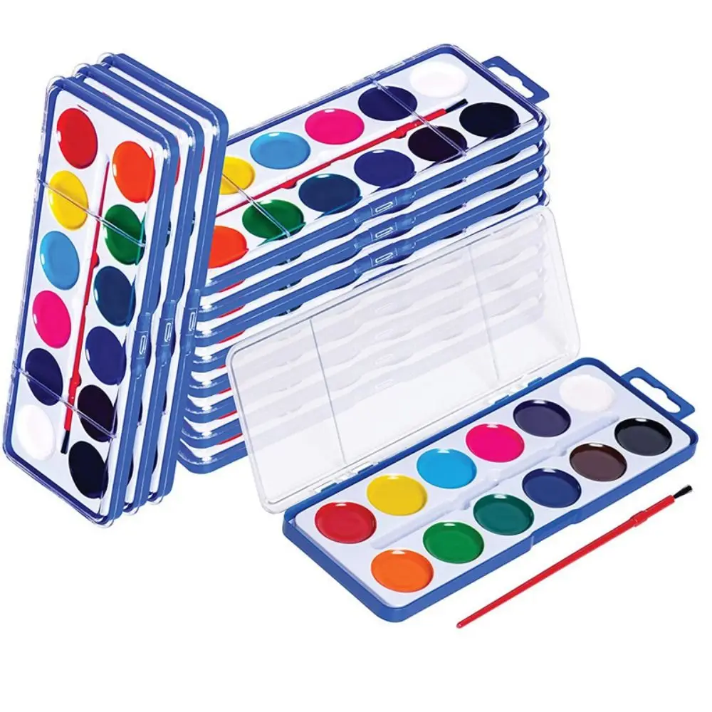 Washable Watercolor Paint Set With Water Brush Pen Portable Watercolor Paint Palette 8/12/16 Colors Water Color Paints
