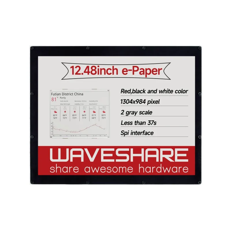 Waveshare 1304×984, 12,48 Zoll E-Ink-Anzeigemodul, dreifarbig rot/schwarz/weiß