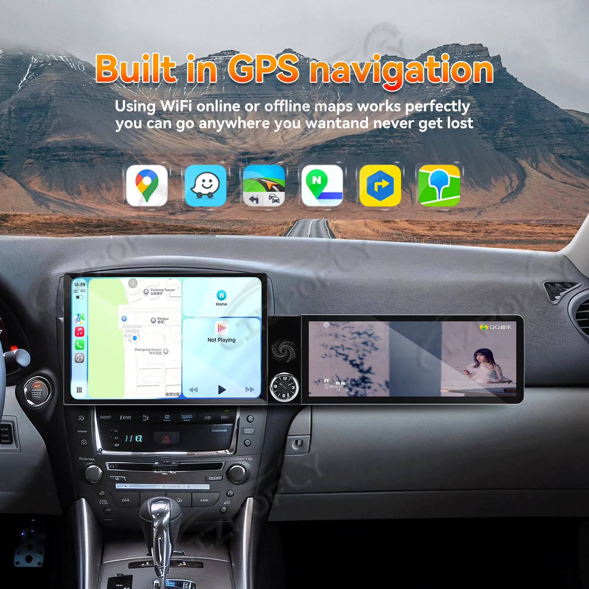 Car Play Screen for Lexus IS250 2006-2010 Wireless CarPlay & Android Auto 13.1+12.3 Inch Touch Screen Android 15 GPS Navigation