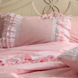 1 Piece Princess Pink Ruffle Lace Pillow Cases Flounced Pillowcase Pure Cotton Bedding Pillowcase Pillow Cover Fall Decor Sale