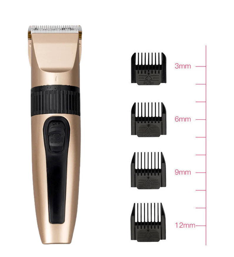 Professional Cordless Hair Clippers Trimmer Kit, 4 Attachments 3-12mm, Skin-Friendly Ceramic Blade IPX7 Waterproof, Quiet Long Battery USB Charging, for Self-Haircut/Beard Trimming, 1 Set view 4