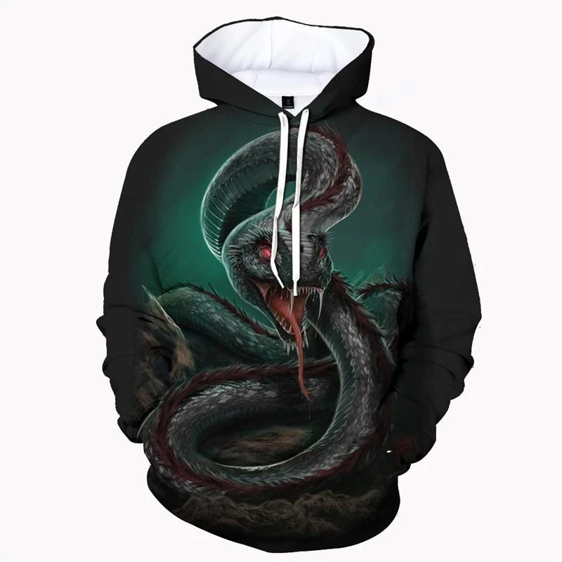 New 3d Print Animal Snake Hoodie For Men Women Personality Fashion Casual Street Tops Long Sleeve Pullover Oversized Sweatshirt