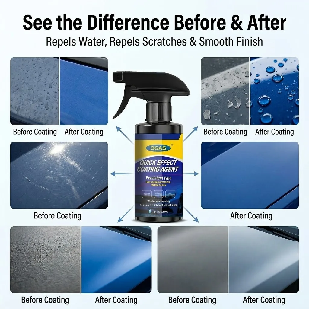 120ml Nano Car Paint Coating Agent Dual Mode Spray Waterless Wash Gloss Enhancer UV Protection Scratch Resistant Auto Surface Care Polish