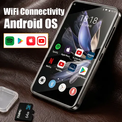 Android 10 1080P MP4 Player,4'' Wi-Fi Bluetooth, Octa‑Core Processor YouTube Deezer Spotify Apple Music Play Store Download 80G