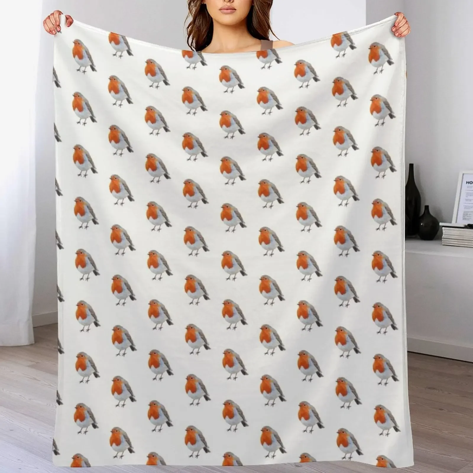 

English Robin Bird Throw Blanket Bed covers Vintage Plaid on the sofa Heavy Blankets