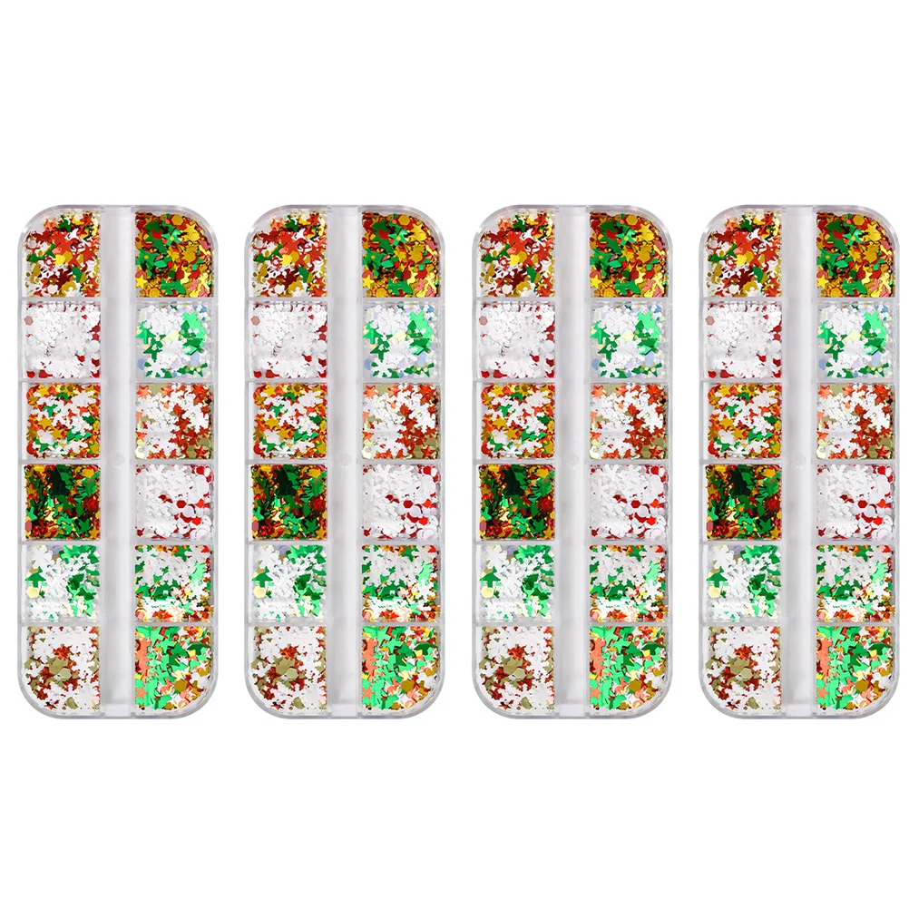 4 ボックス スノーフレーク ネイル ステッカー クリスマス ネイル アート デカール スパンコール デコレーション クリスマス マニキュア用品 クリスマス マニキュア スパンコール