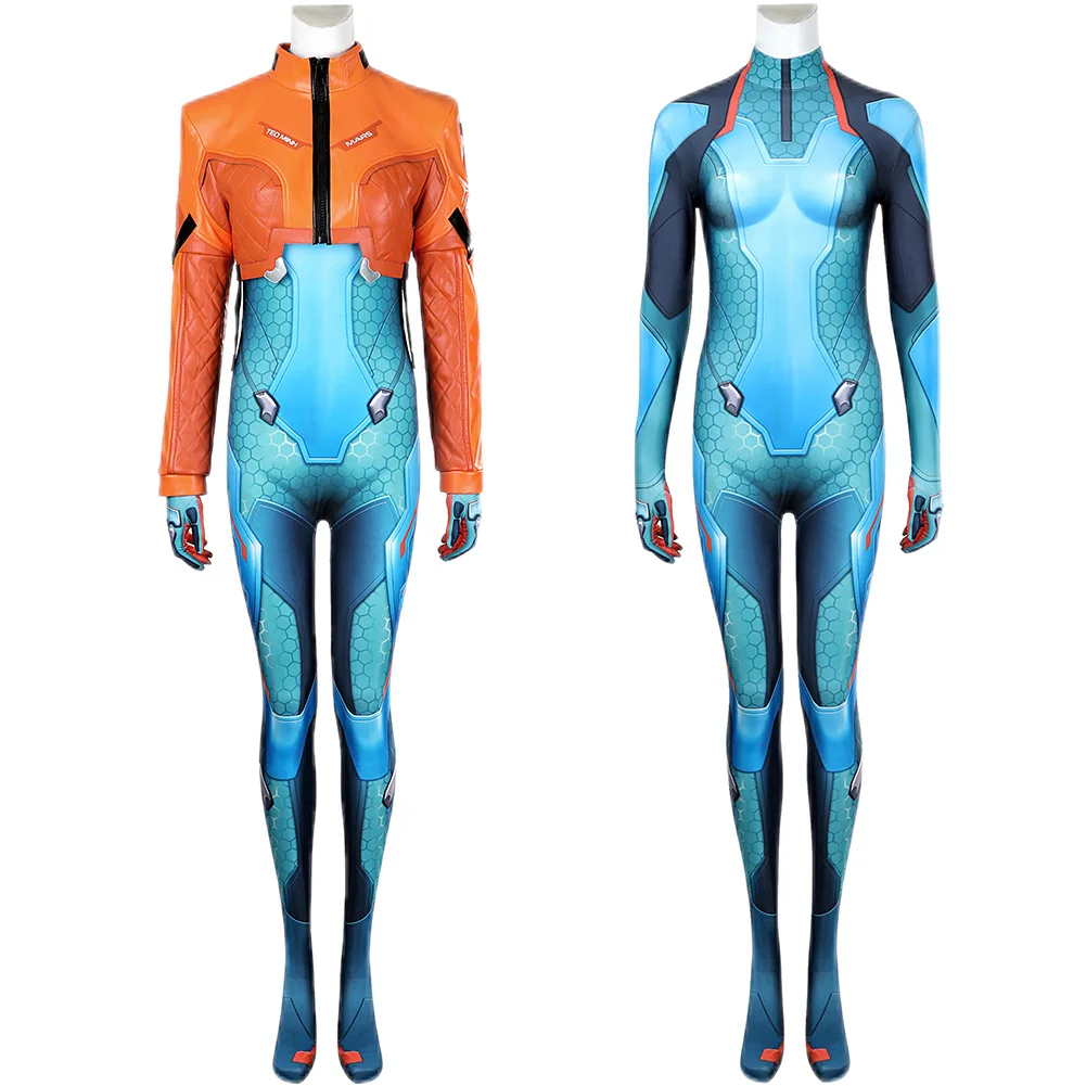 

Juno Cosplay Costume Women Jumpsuit Coat Game OW Halloween Carnival Party Outfits