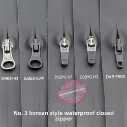 YKK No. 3 Black Korean Version Waterproof Closed Zipper 5 Sliders, Coat Bag 15,18,20,22,25,30,35,40,50cm 2 10 50 pieces