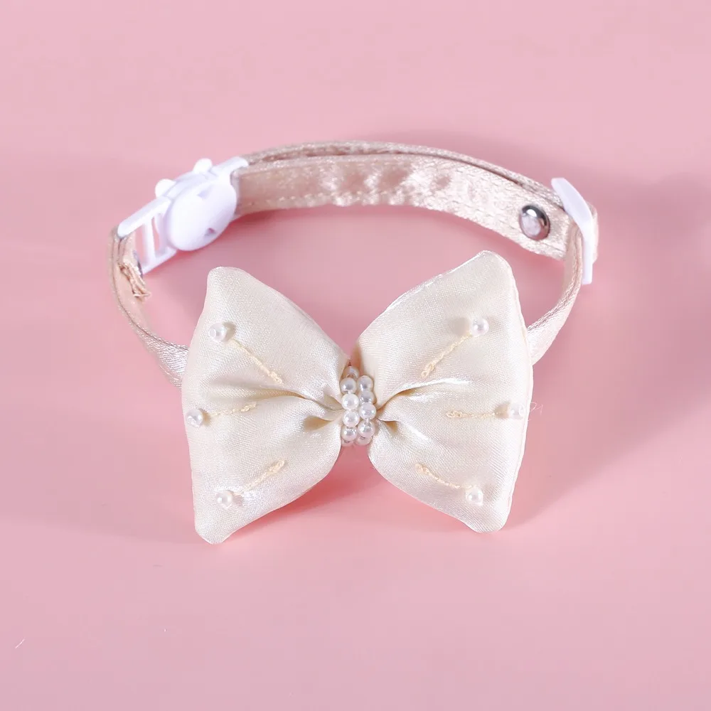 

Fashion Heart Pendant Pet Collar Adjustable Bowknot Cats Bow Tie Solid Color Durable Cat Collars Pets Accessories