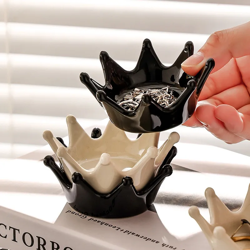 Crown Jewelry Dish Ins Style Ceramic Mini Trinket Plate Creative Nordic Ring Holder Entrance Storage Decorative Condiment Sauce