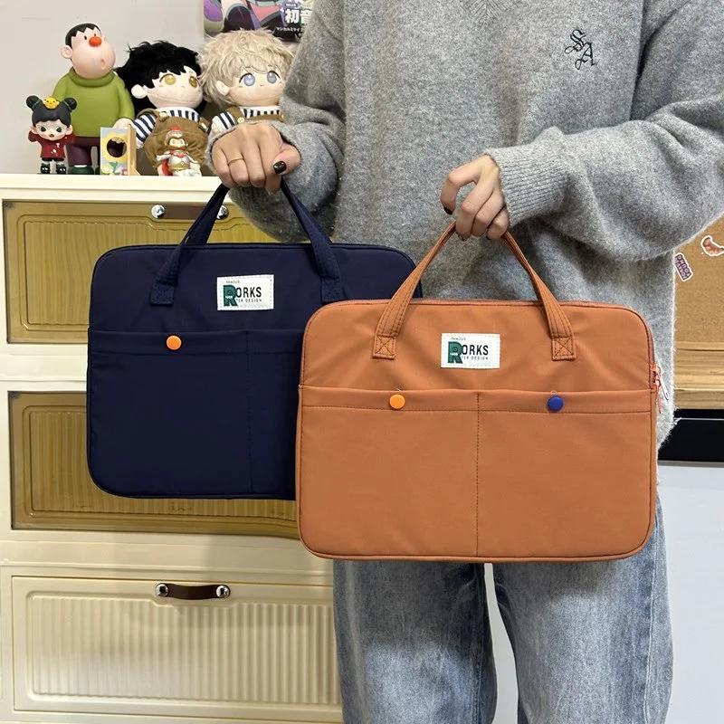 Solid color laptop simple and versatile tablet handbag office bag solid color computer bag